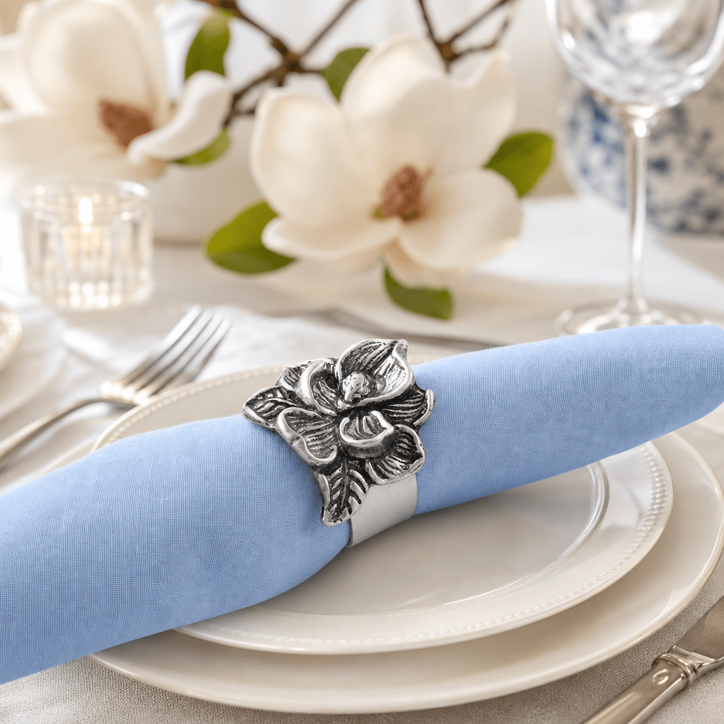 Arthur Court Magnolia Magnolia Napkin Rings - set of 4