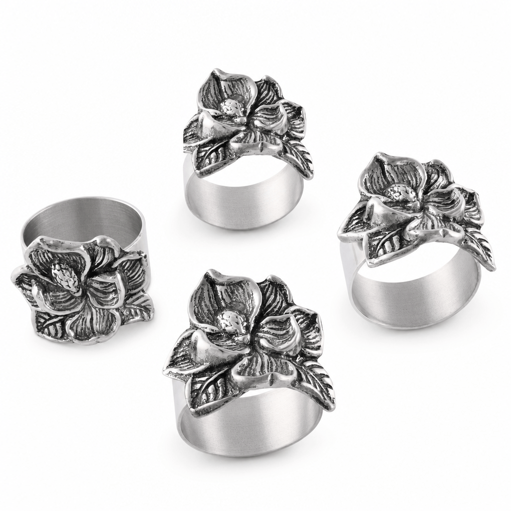Arthur Court Magnolia Magnolia Napkin Rings - set of 4