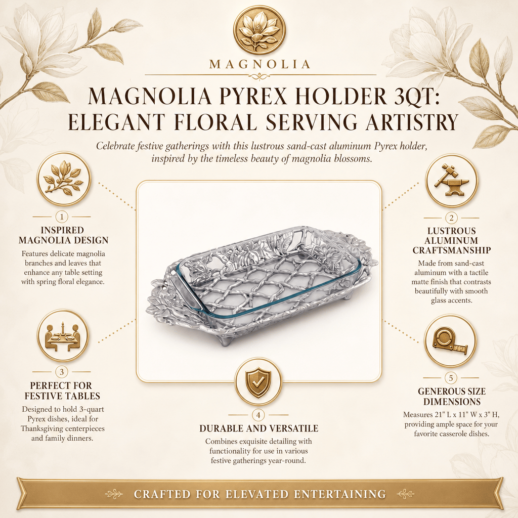 Arthur Court Magnolia Magnolia Pyrex Holder 3qt