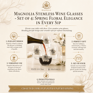 Arthur Court Magnolia Magnolia Stemless Wine Glasses - Set of 4