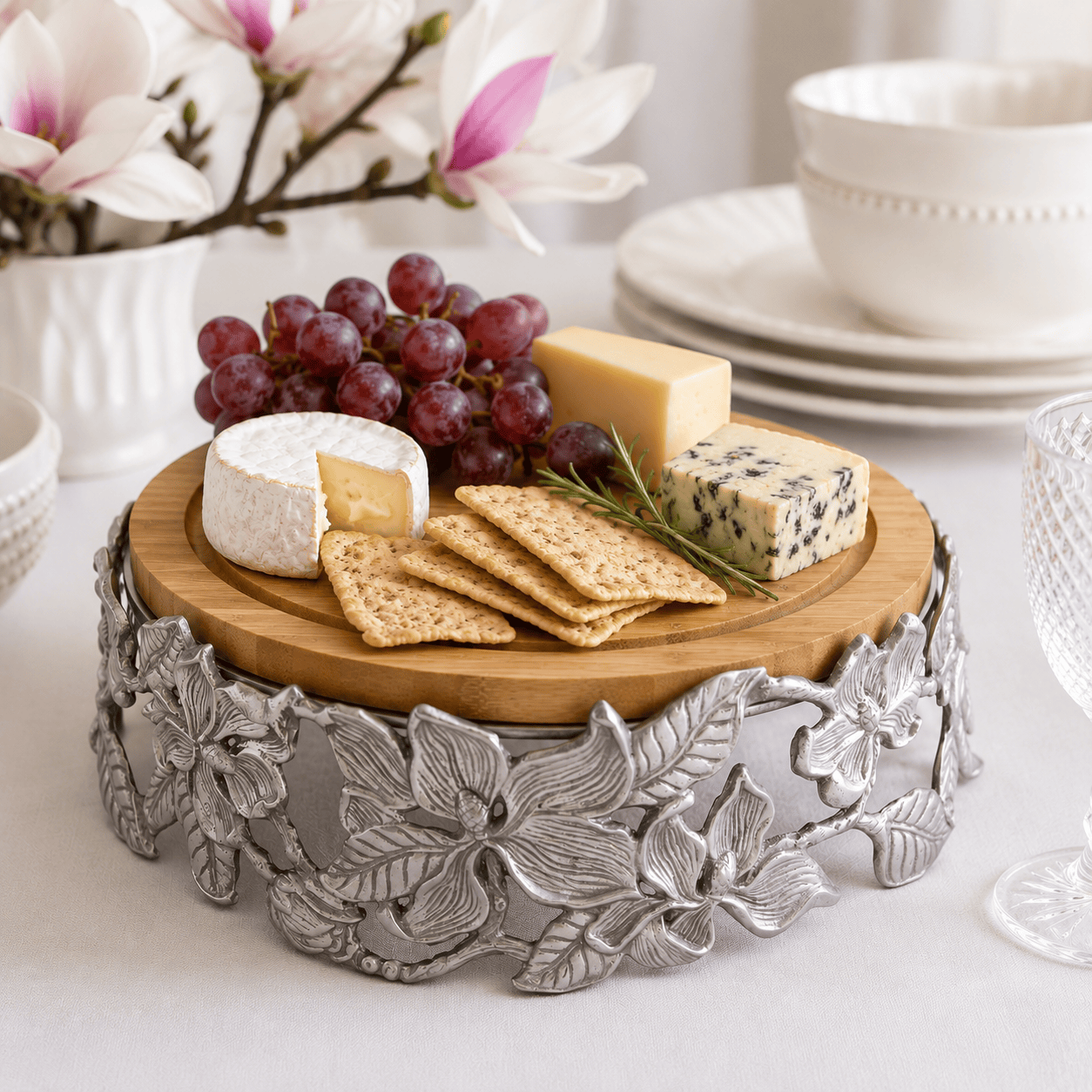 Arthur Court Magnolia Magnolia Wood Cheese Pedestal