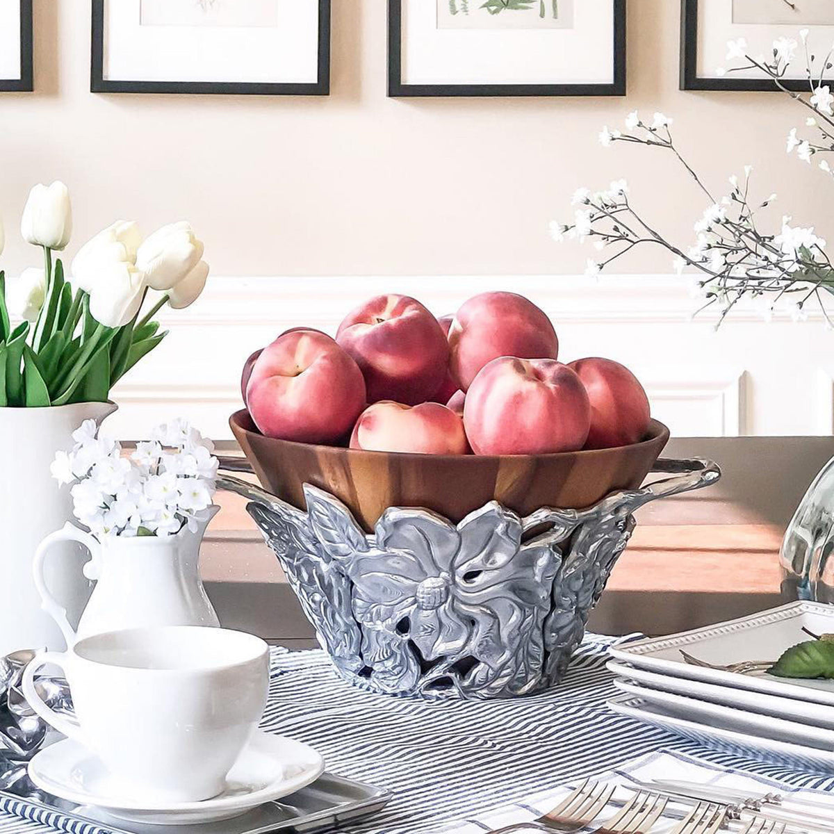 Arthur Court Magnolia Magnolia Wood Tall Salad Bowl