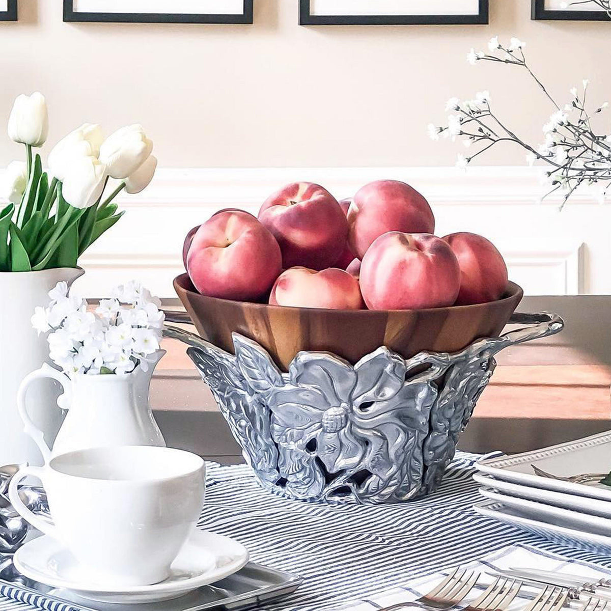 Arthur Court Magnolia Magnolia Wood Tall Salad Bowl