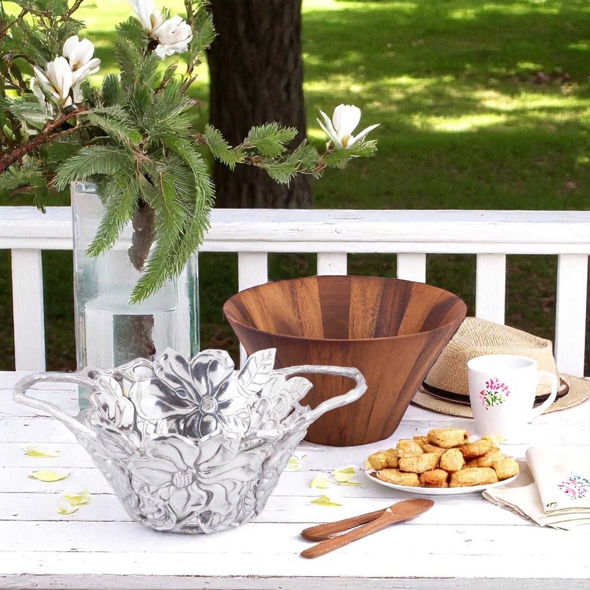 Arthur Court Magnolia Magnolia Wood Tall Salad Bowl
