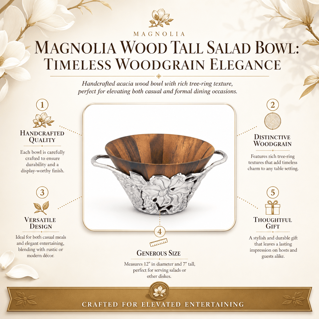 Arthur Court Magnolia Magnolia Wood Tall Salad Bowl