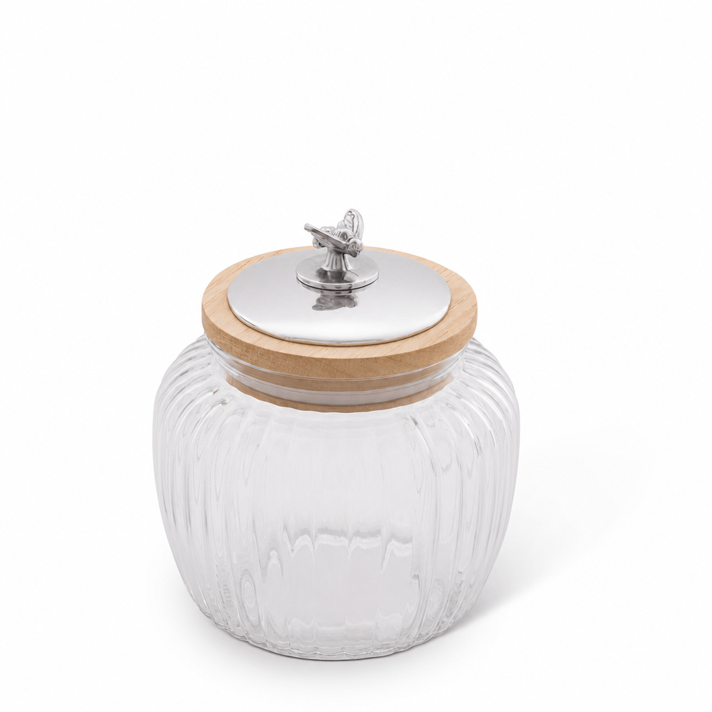 Arthur Court Magnolia Med 40 oz Honey Bee Knob Glass Canisters
