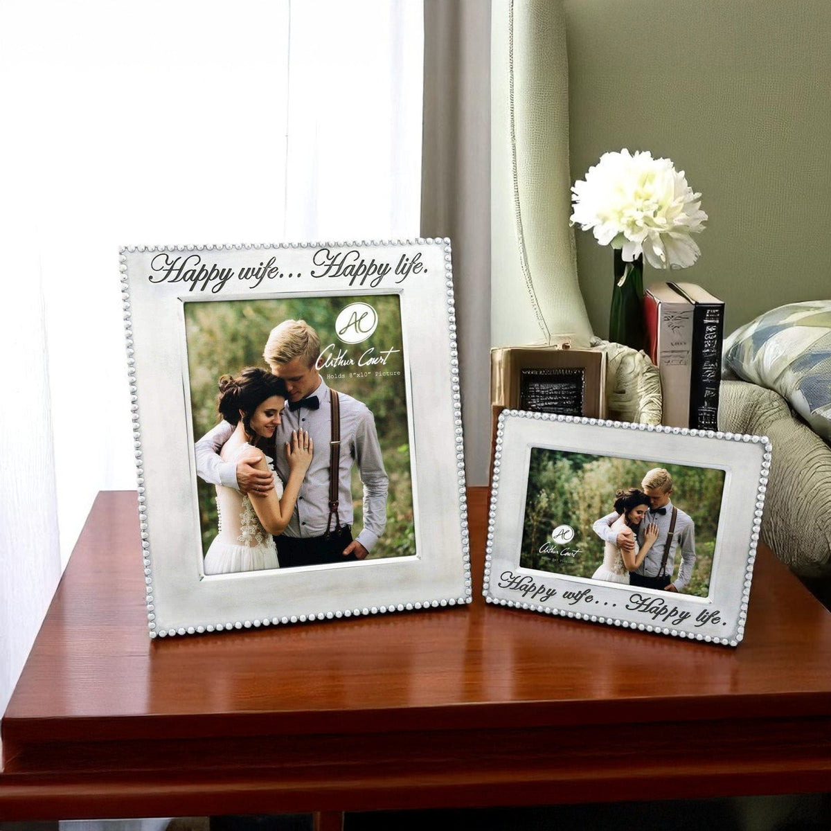 Arthur Court Misc. Happy Wife Beaded Photo Frame