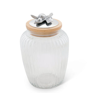 Arthur Court Olive Grove Large  60 oz Olive Knob Glass Canisters
