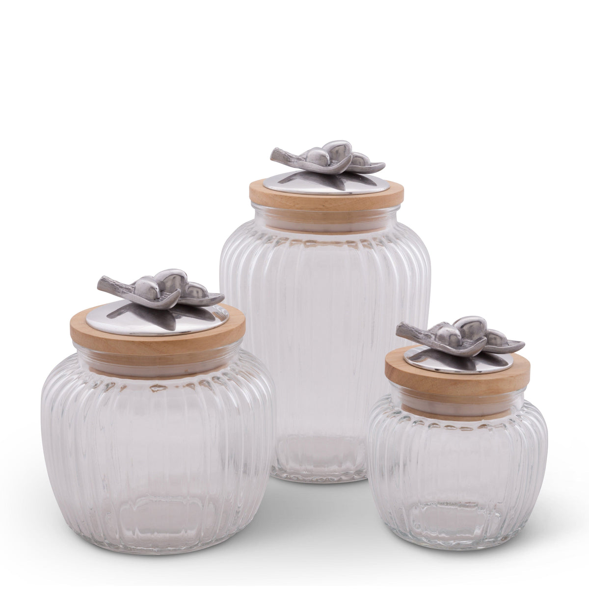 Arthur Court Olive Grove Olive Knob Glass Canisters