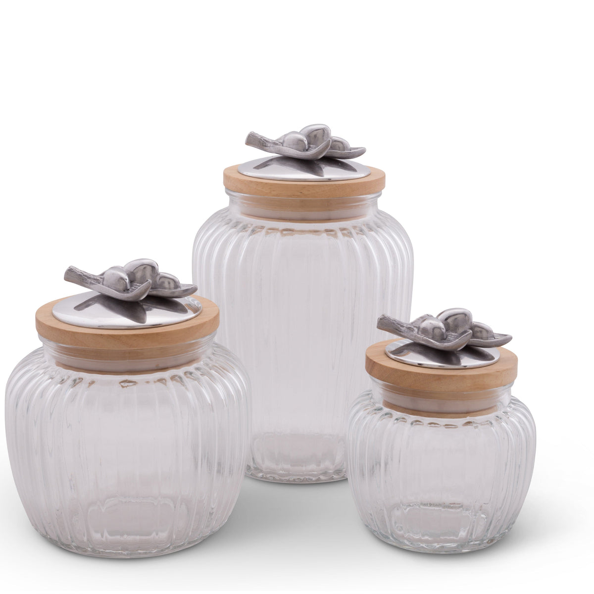 Arthur Court Olive Grove Olive Knob Glass Canisters