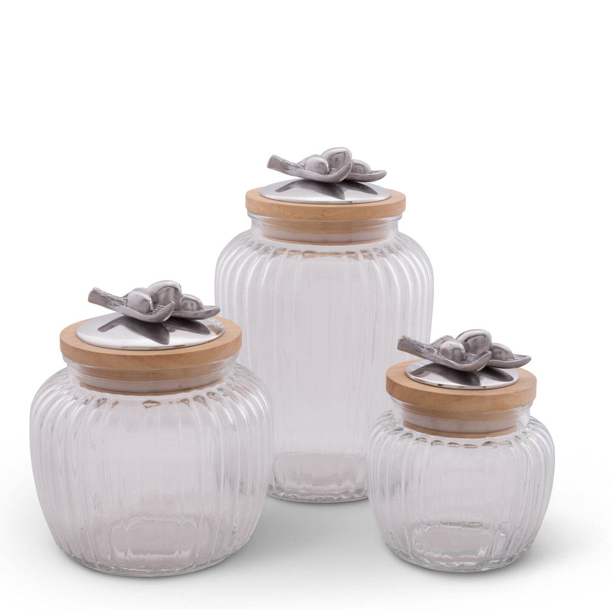 Arthur Court Olive Grove Olive Knob Glass Canisters