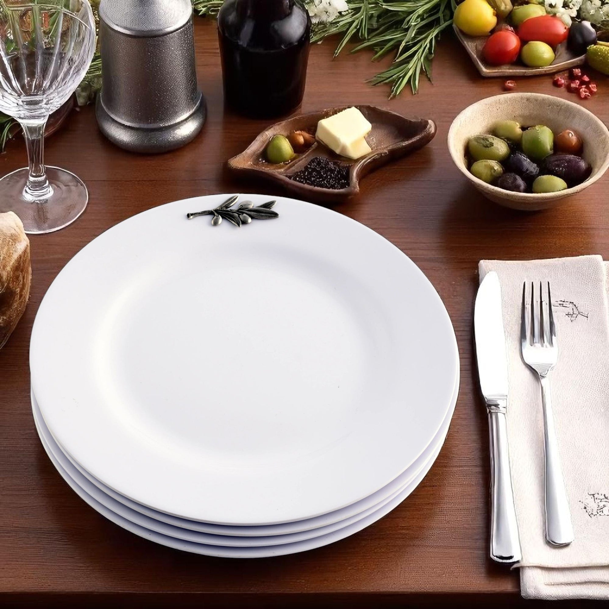 Arthur Court Olive Grove Olive Melamine Lunch Plates - Set of 4