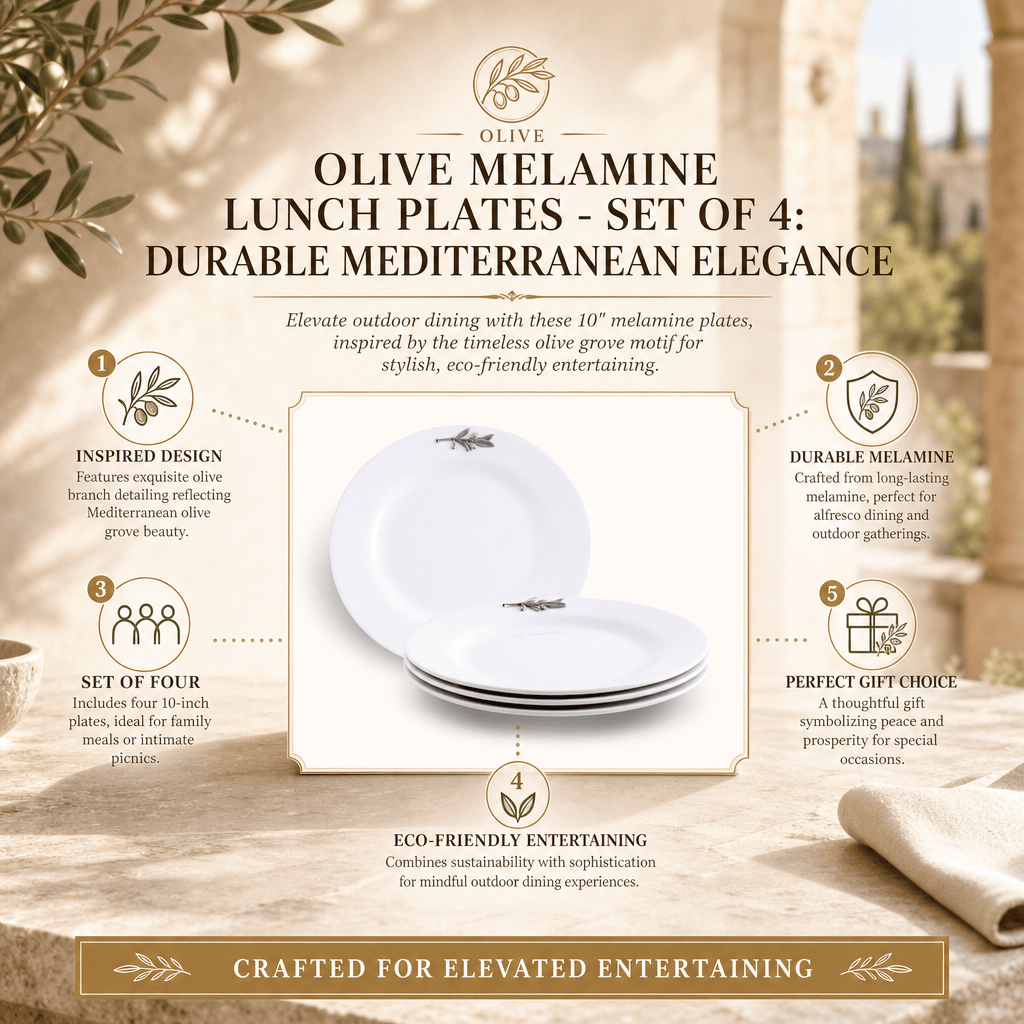 Arthur Court Olive Grove Olive Melamine Lunch Plates - Set of 4
