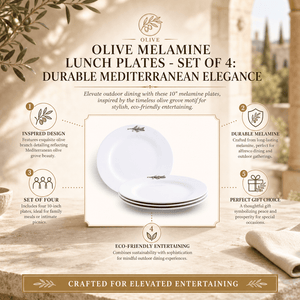 Arthur Court Olive Grove Olive Melamine Lunch Plates - Set of 4