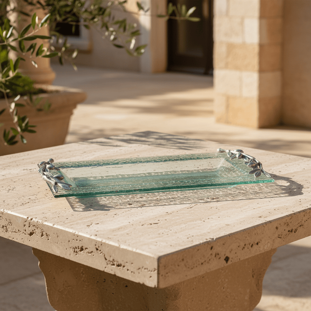 Arthur Court Olive Grove Olive Oblong Glass Serving Tray