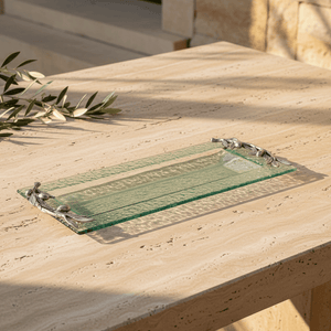 Arthur Court Olive Grove Olive Oblong Glass Serving Tray
