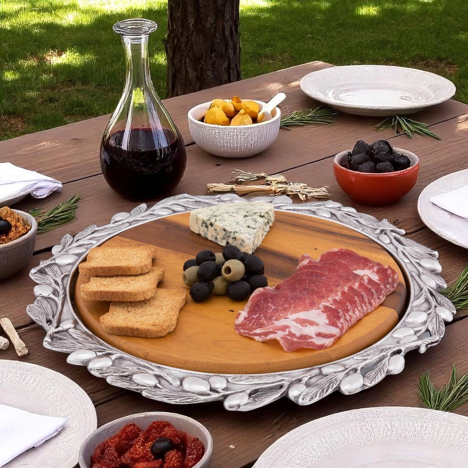 Arthur Court Olive Grove Olive Wood Cheese Set