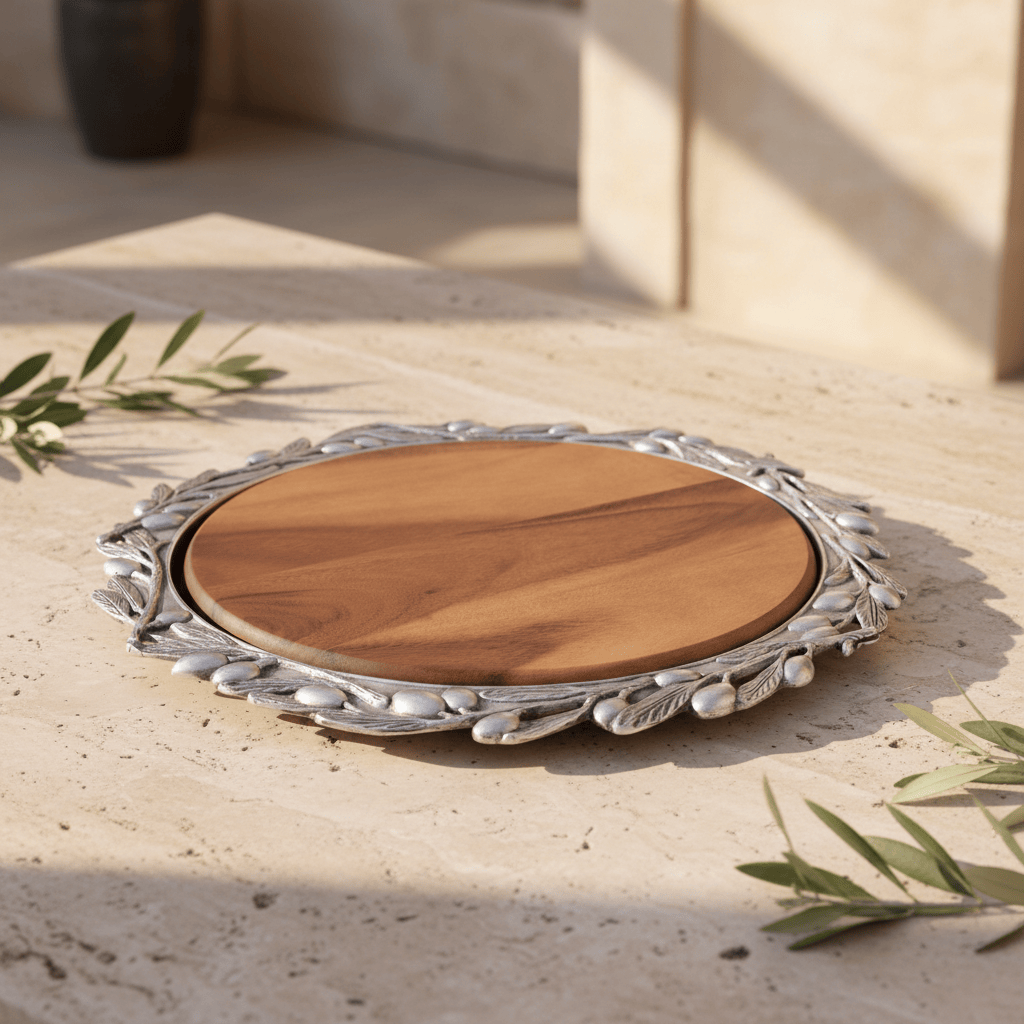 Arthur Court Olive Grove Olive Wood Cheese Set