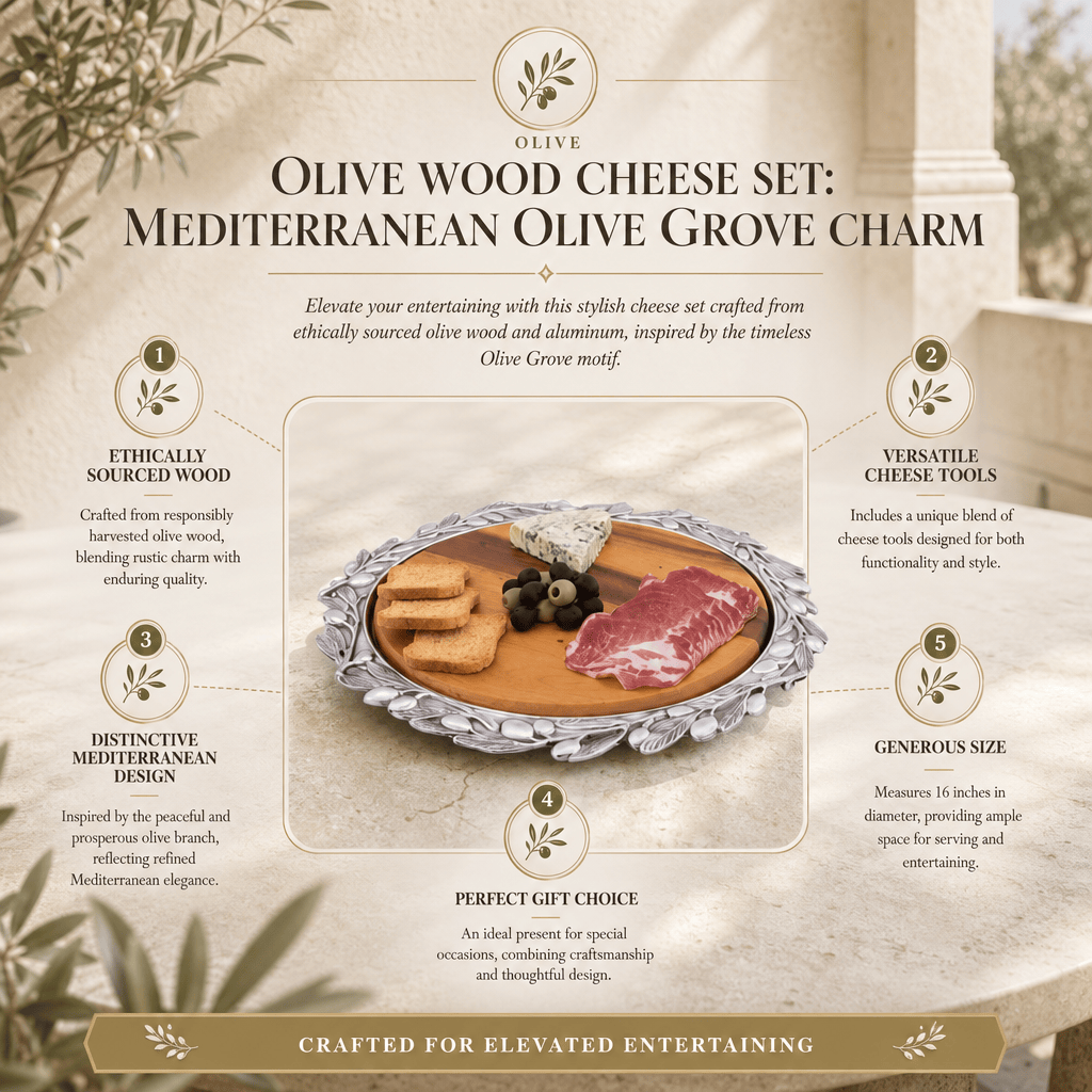 Arthur Court Olive Grove Olive Wood Cheese Set