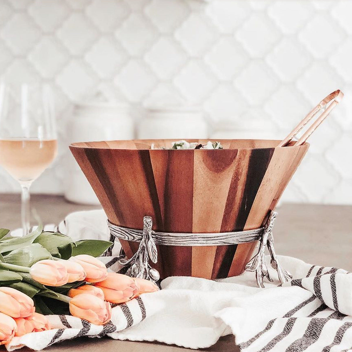 Arthur Court Olive Grove Olive Wood Salad Bowl