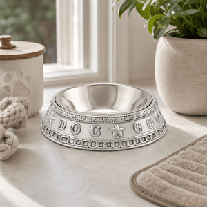 Arthur Court Pet Dog Feeding Bowl Good Dog Crown