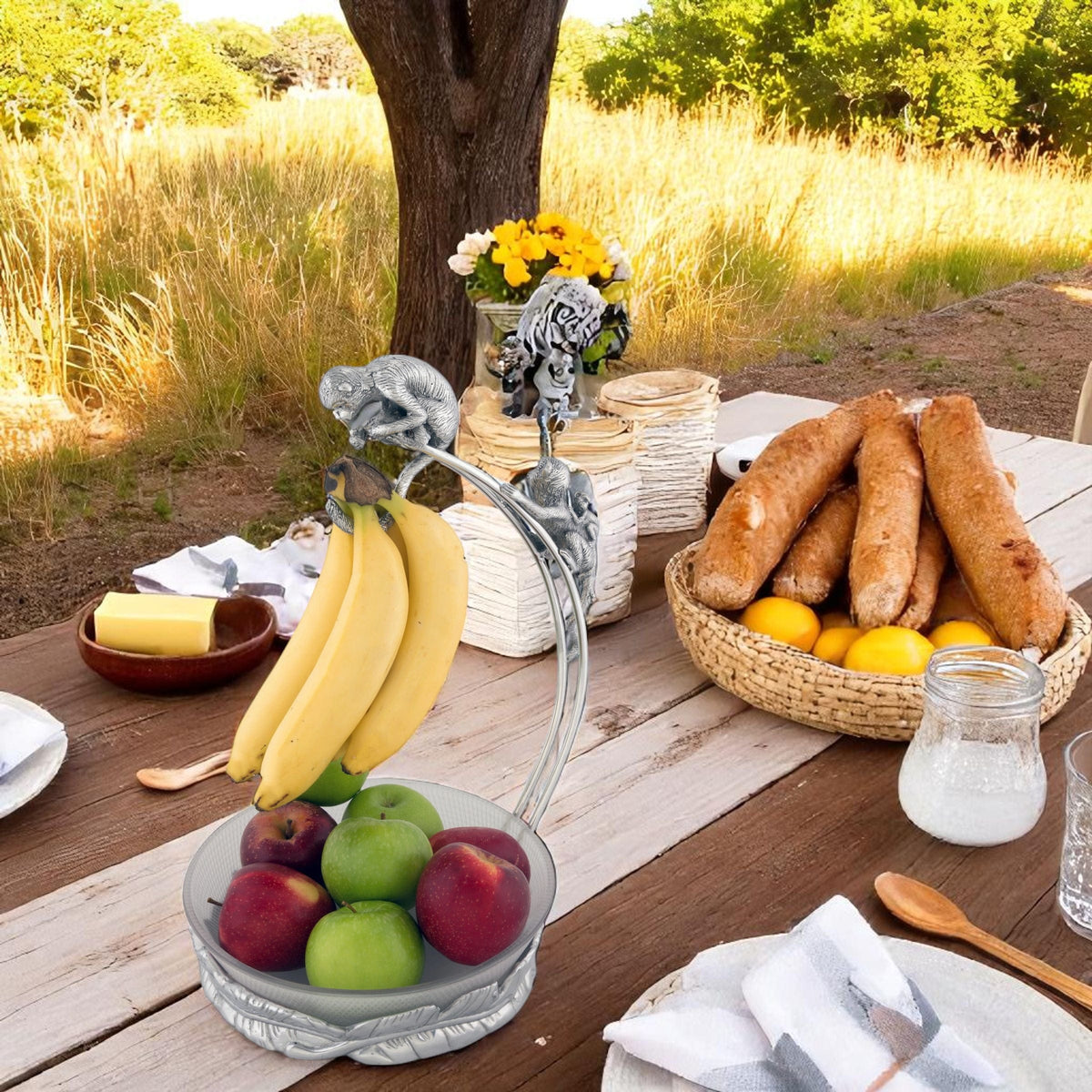 Arthur Court Safari Monkey Banana Holder with Bowl