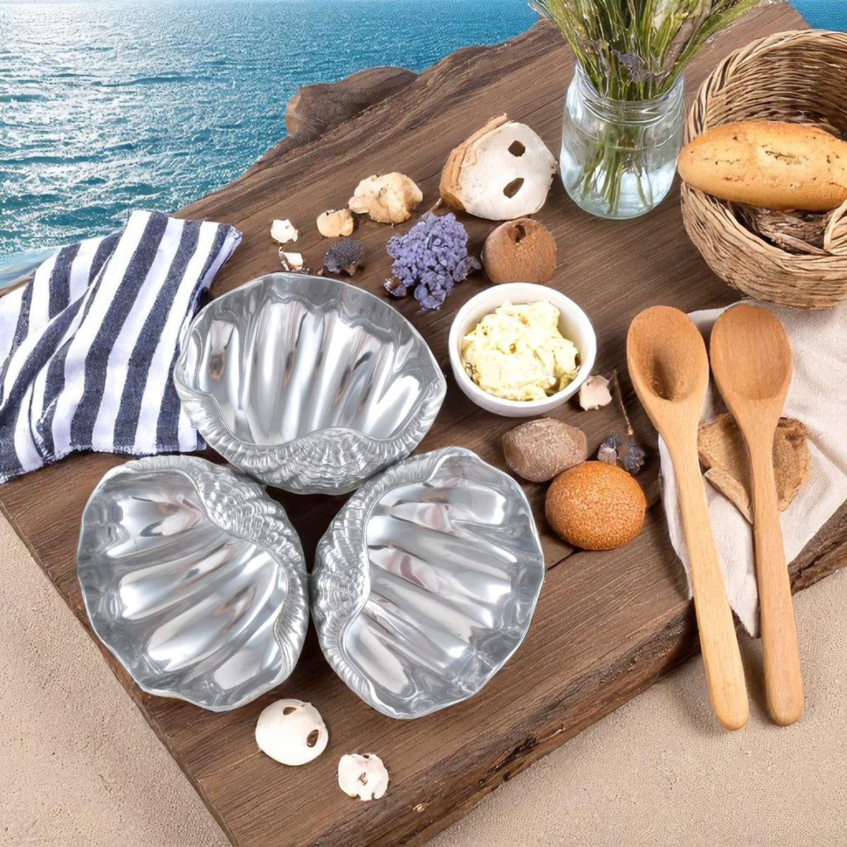Arthur Court Sea and Shore Clam 3-Bowl Server