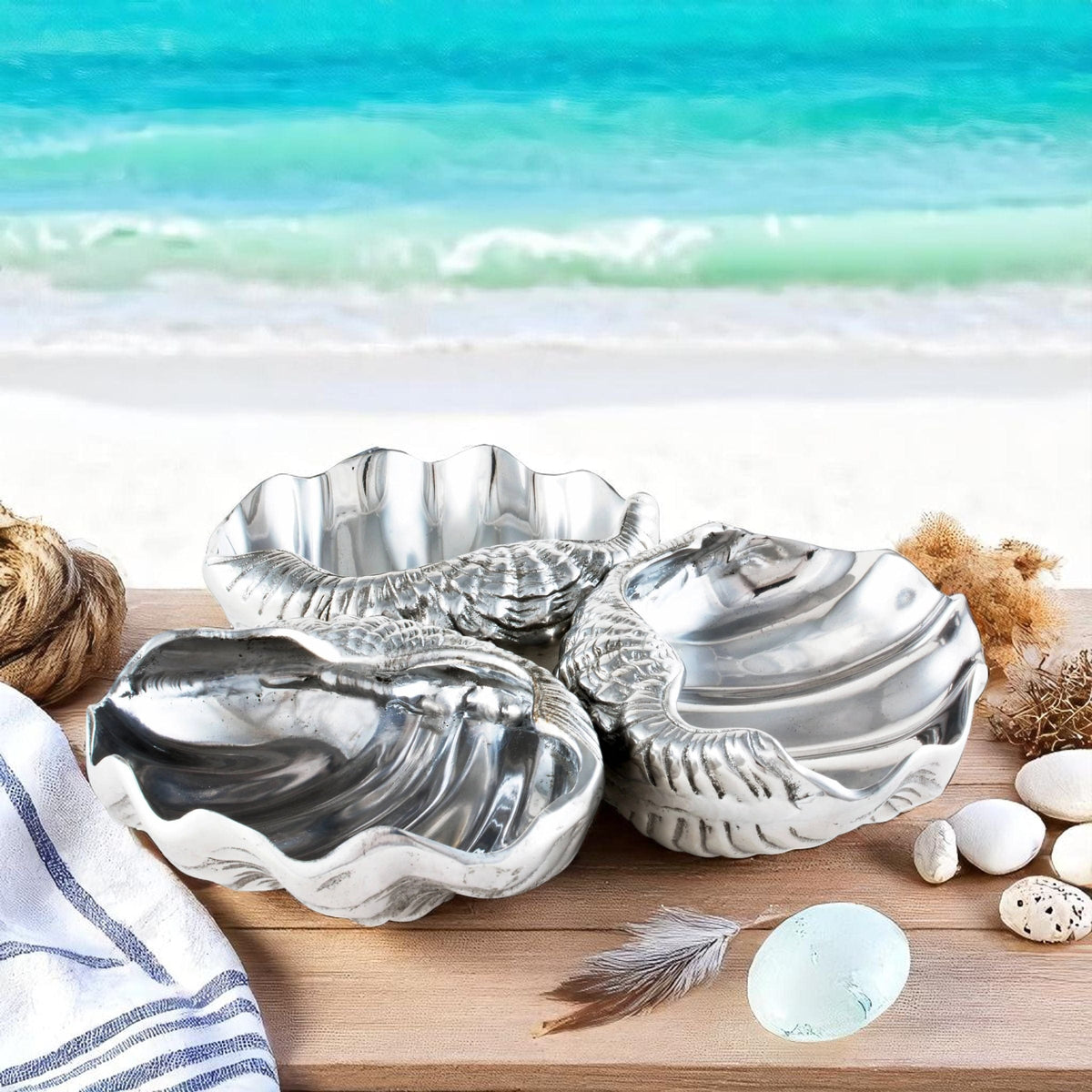 Arthur Court Sea and Shore Clam 3-Bowl Server