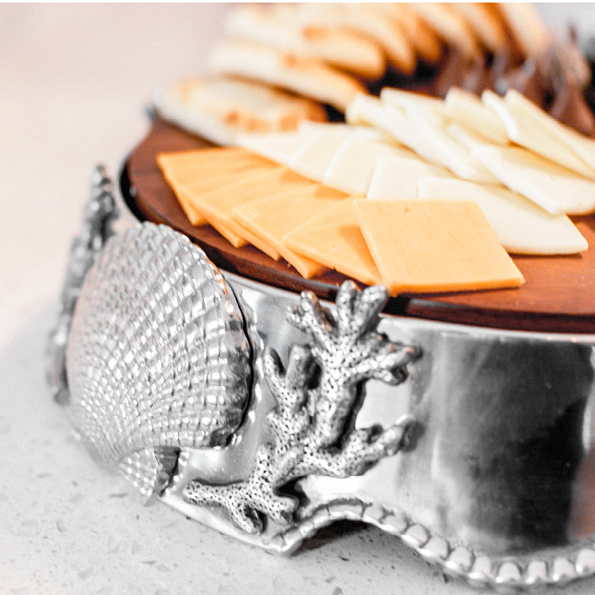 Arthur Court Sea and Shore Coastal Wood Cheese Pedestal