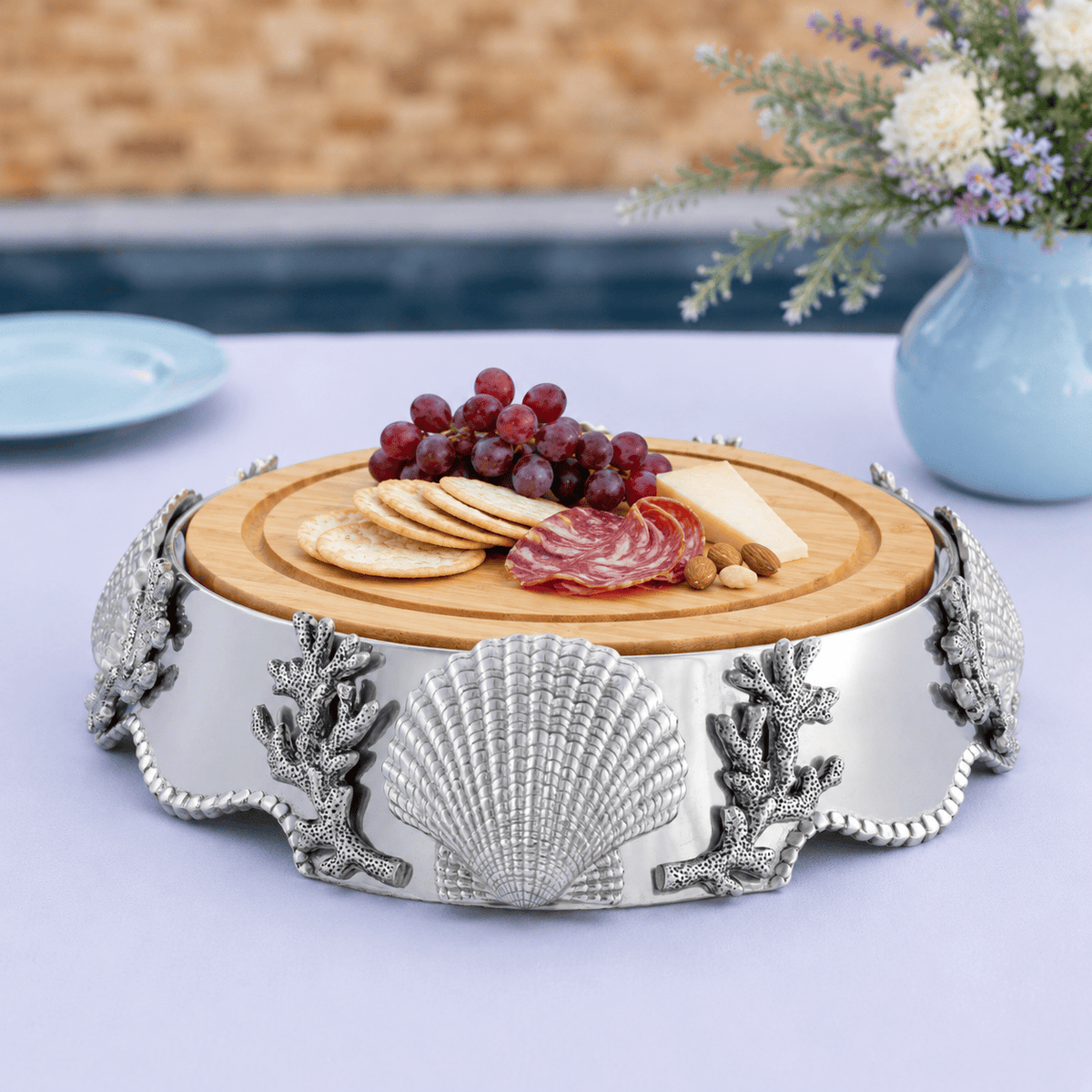 Arthur Court Sea and Shore Coastal Wood Cheese Pedestal