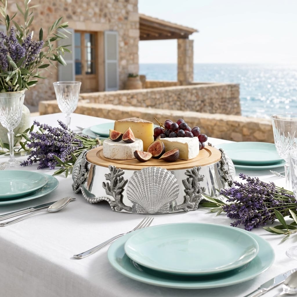 Arthur Court Sea and Shore Coastal Wood Cheese Pedestal