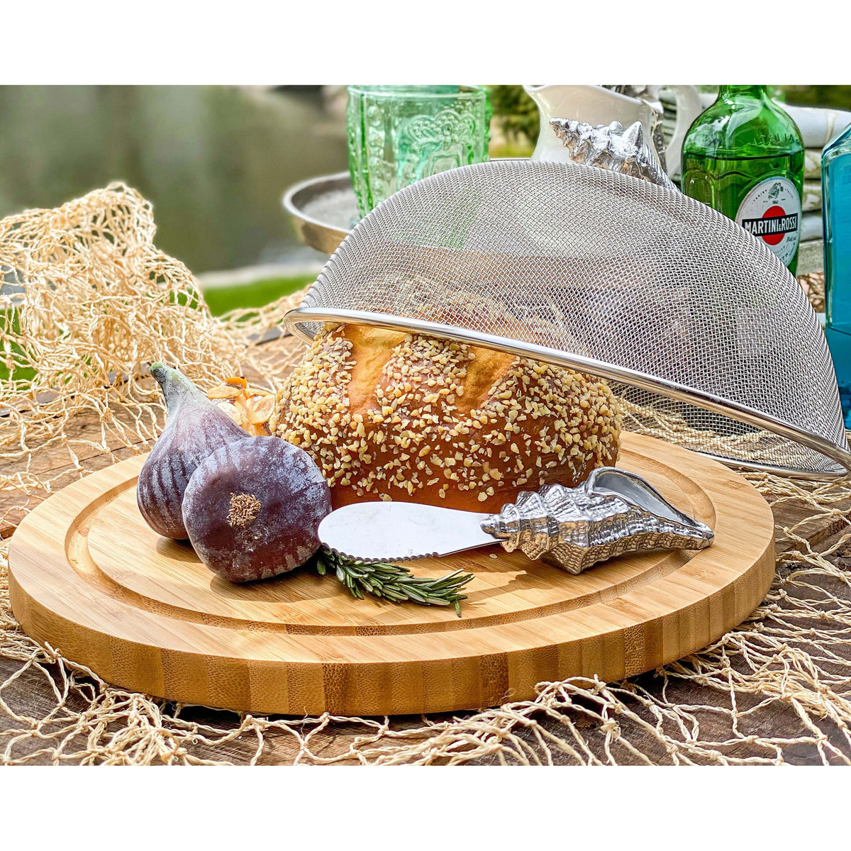 Arthur Court Sea and Shore Conch Shell 3 Piece Picnic Cheese Board / Spreader