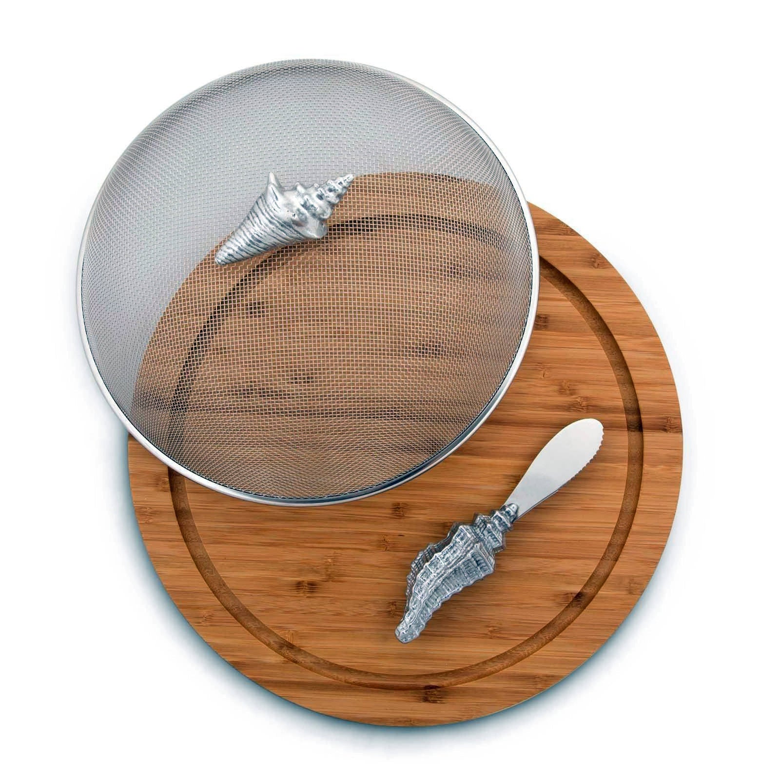 Arthur Court Sea and Shore Conch Shell 3 Piece Picnic Cheese Board / Spreader