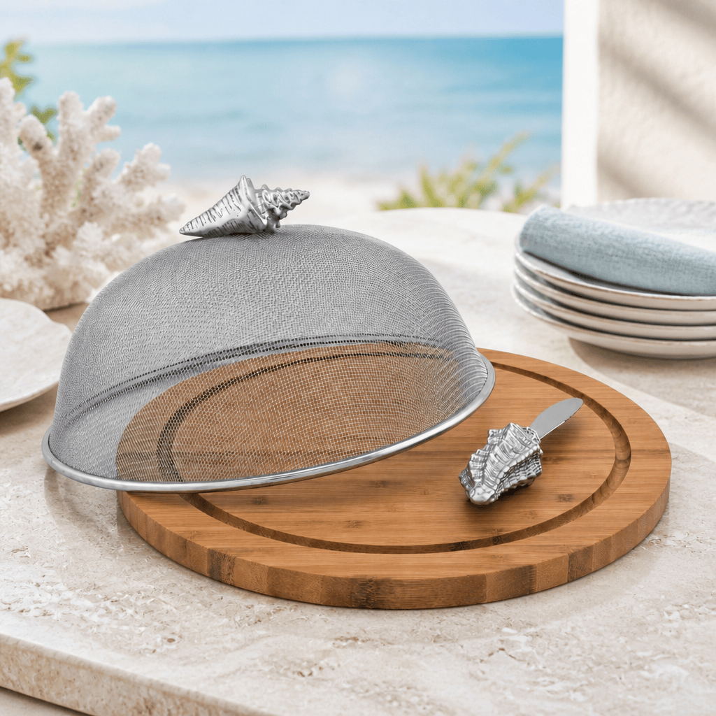 Arthur Court Sea and Shore Conch Shell 3 Piece Picnic Cheese Board / Spreader