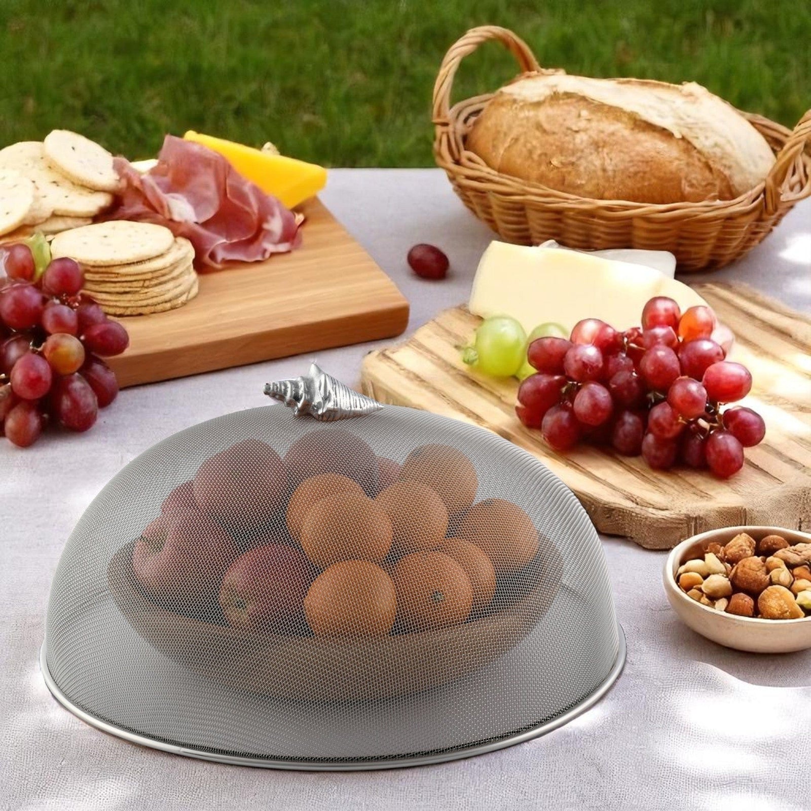 Arthur Court Sea and Shore Conch Shell Stainless Mesh Picnic Cover