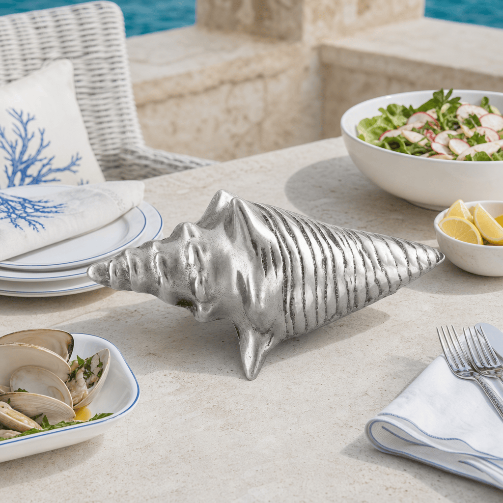 Arthur Court Sea and Shore Conch Shell Stainless Mesh Picnic Cover