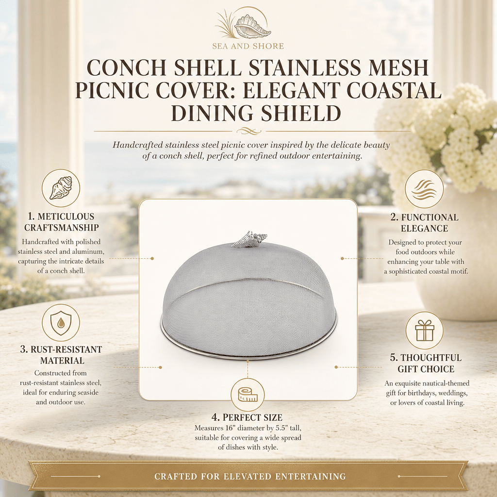 Arthur Court Sea and Shore Conch Shell Stainless Mesh Picnic Cover