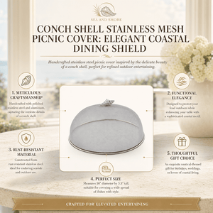 Arthur Court Sea and Shore Conch Shell Stainless Mesh Picnic Cover