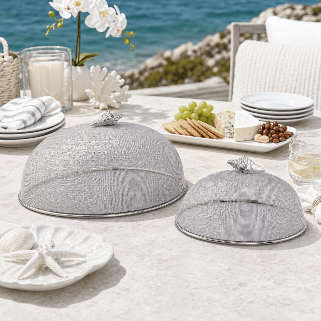 Arthur Court Sea and Shore Conch Shell Stainless Mesh Picnic Cover