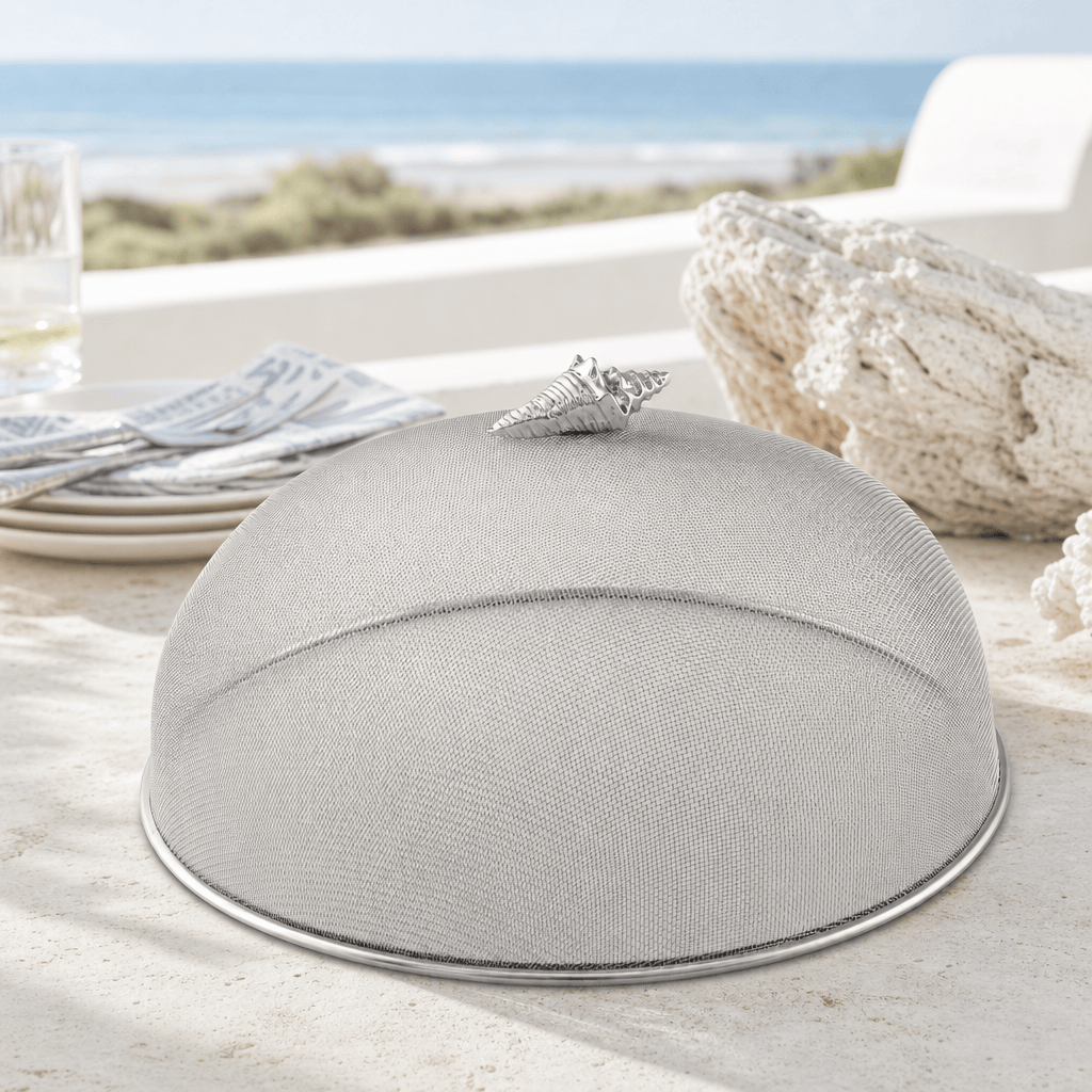 Arthur Court Sea and Shore Conch Shell Stainless Mesh Picnic Cover