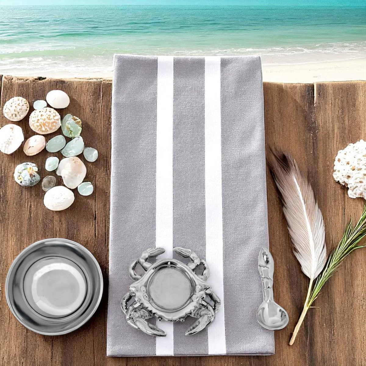 Arthur Court Sea and Shore Crab 3-Piece Condiment Set