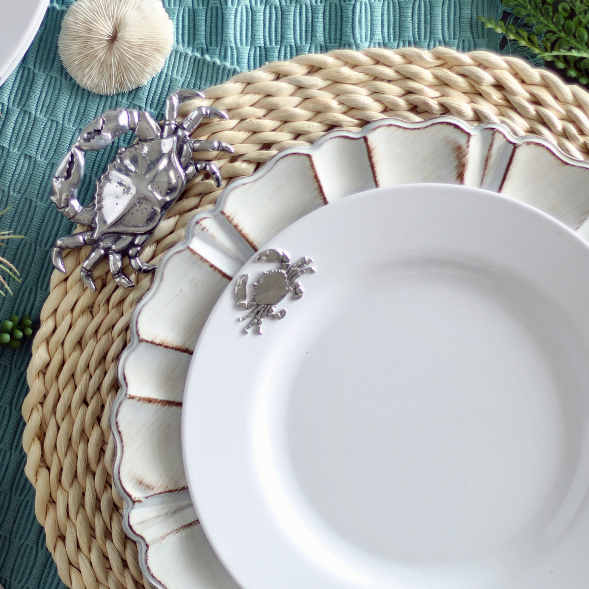 Arthur Court Sea and Shore Crab Melamine Lunch Plates - Set of 4