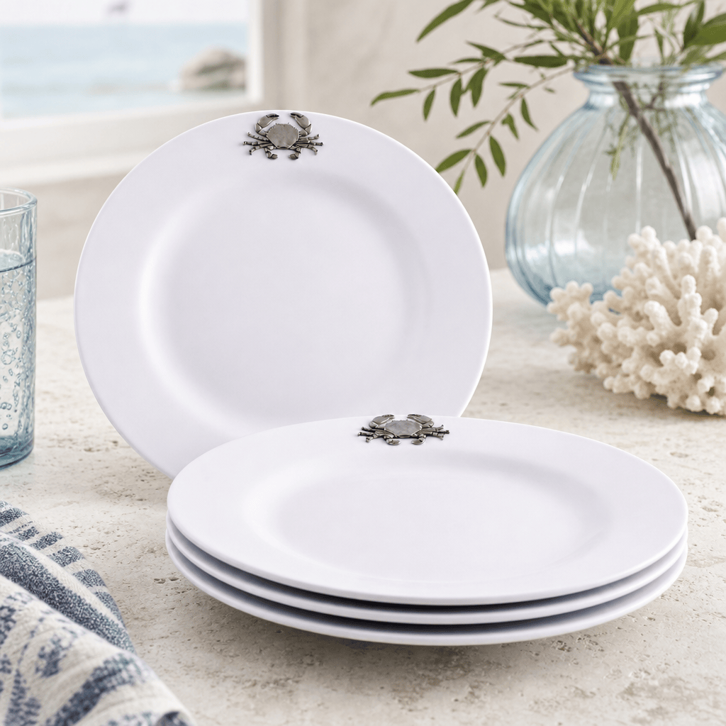 Arthur Court Sea and Shore Crab Melamine Lunch Plates - Set of 4