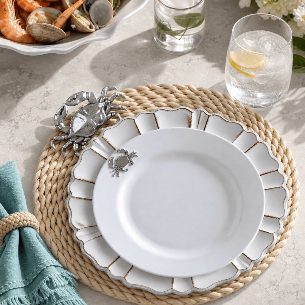 Arthur Court Sea and Shore Crab Melamine Lunch Plates - Set of 4