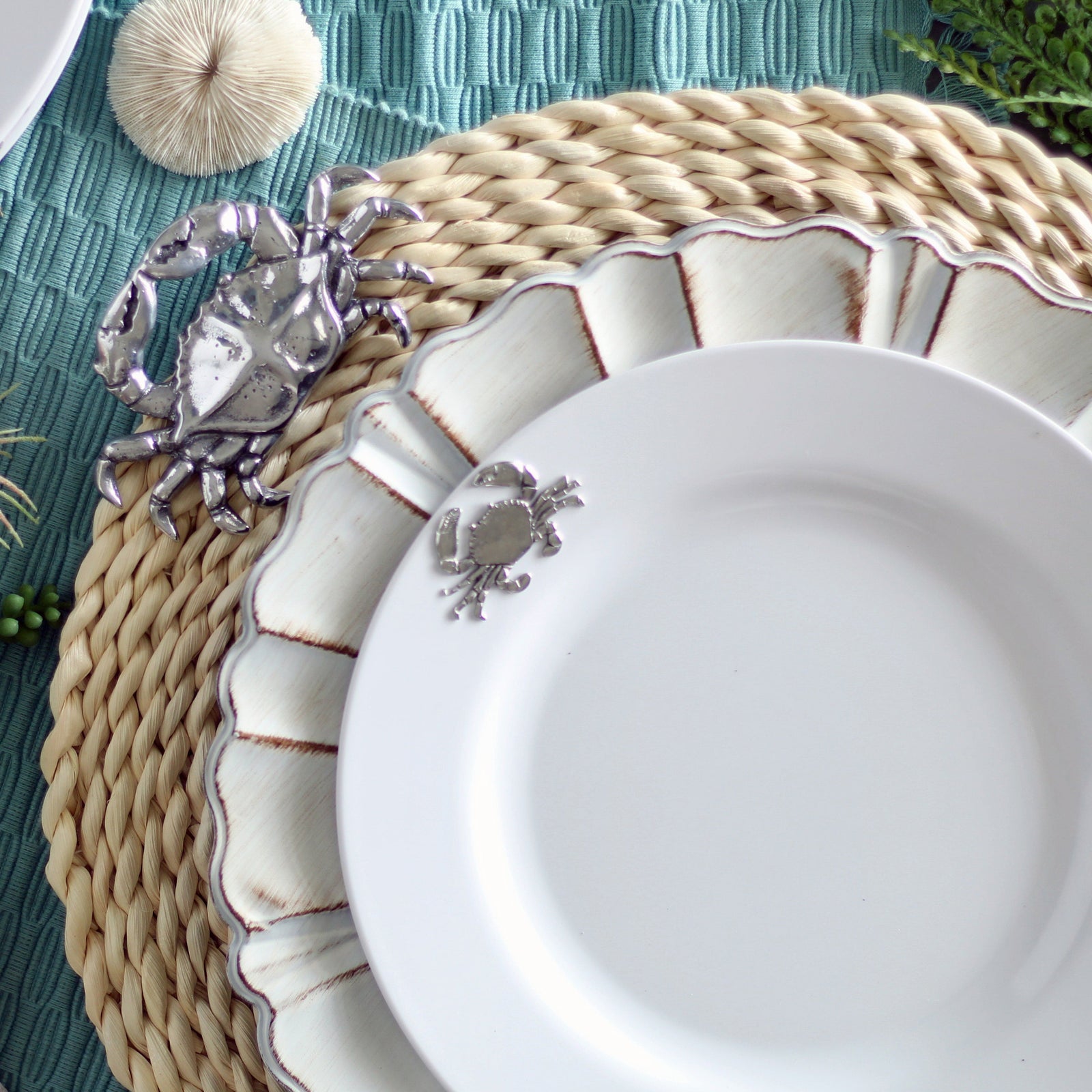 Arthur Court Sea and Shore Crab Melamine Lunch Plates - Set of 4