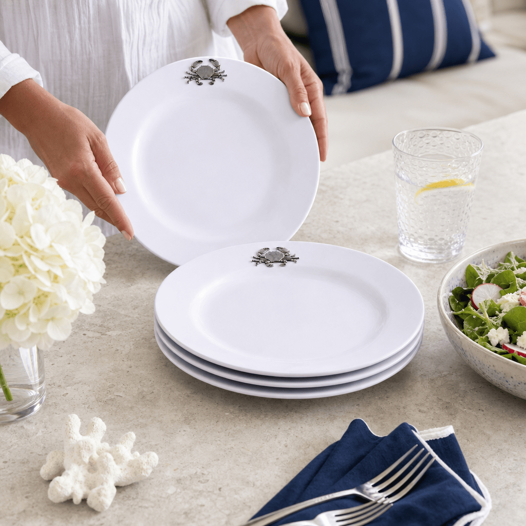 Arthur Court Sea and Shore Crab Melamine Lunch Plates - Set of 4