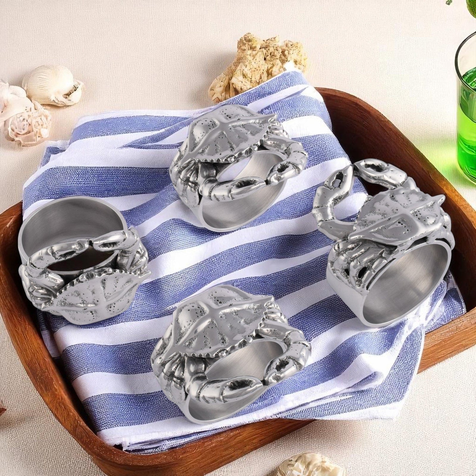 Arthur Court Sea and Shore Crab Napkin Rings - set of 4
