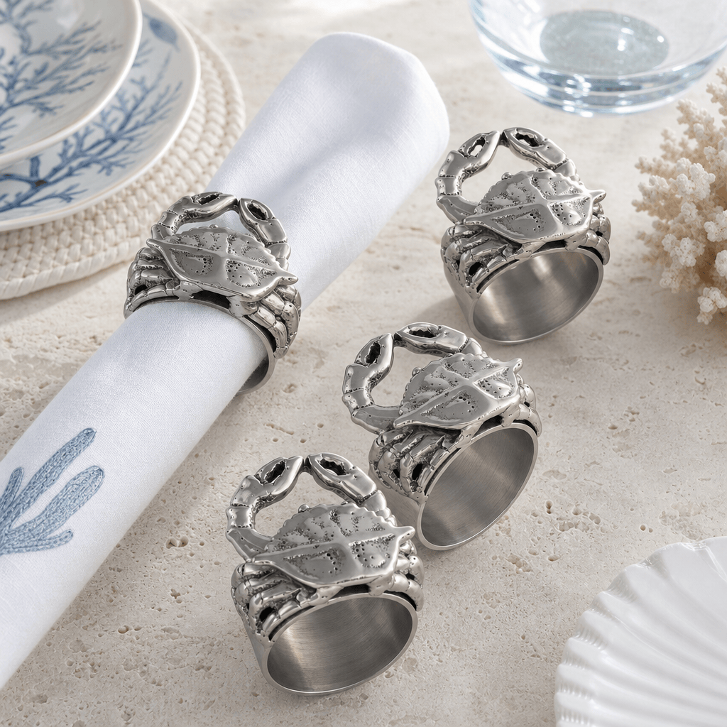 Arthur Court Sea and Shore Crab Napkin Rings - set of 4