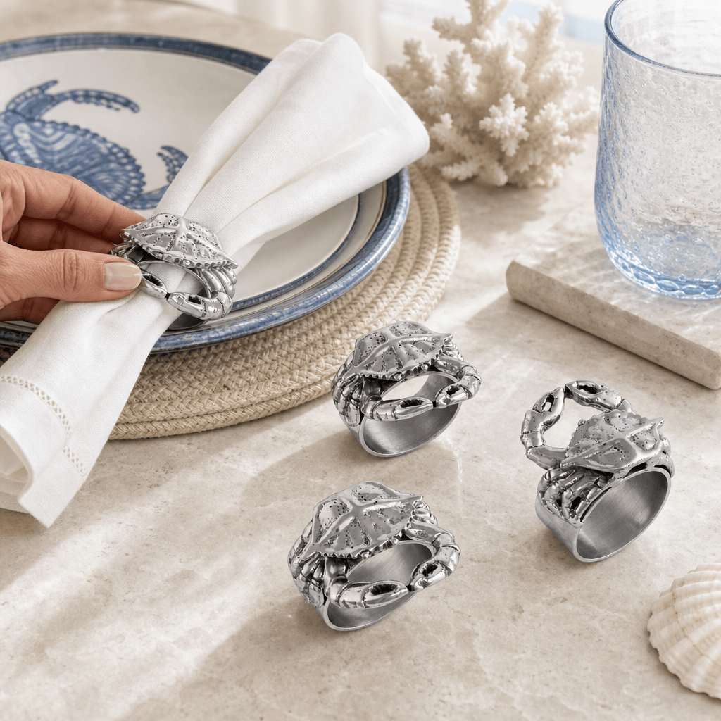 Arthur Court Sea and Shore Crab Napkin Rings - set of 4