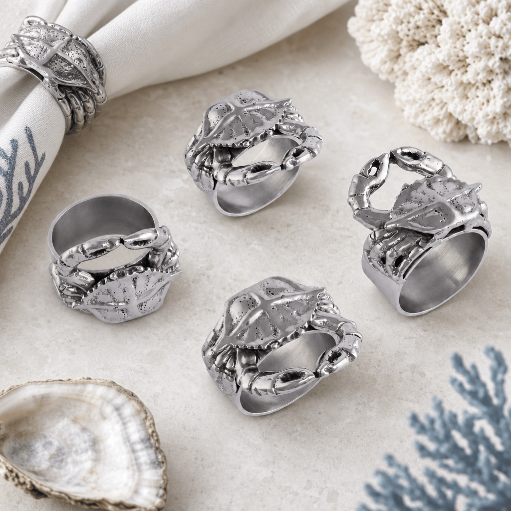 Arthur Court Sea and Shore Crab Napkin Rings - set of 4